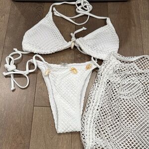 White Textured Bikini Set